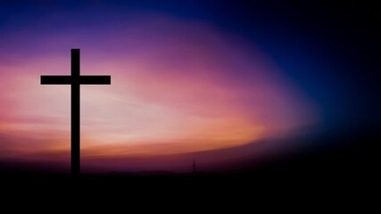 Wall Mural - jesus cross symbol with colorful background. copy space for text design from right side.. good friday concept
