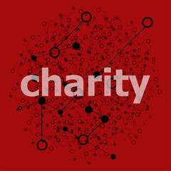 Poster - Text Charity. Social concept . Abstract geometric background with lines, circles and dots