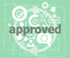 Poster - Text Approved. Advertising concept . Infographic template. Flat design web graphics elements.