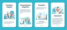 Translator And Translation Service Mobile Application Banner Set.