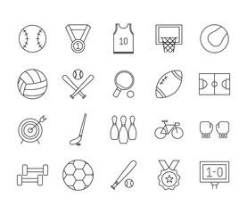 Poster - line style icon set design, Sport hobby competition and game theme Vector illustration