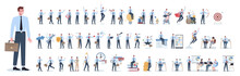 Businessman Character Set. Poses And Meeting, Data And Hero.