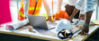 © Yingyaipumi - panoramic banner of Construction and structure of Creative team Engineer or architect meeting for project working with partner and tools on model building and blueprint in working site