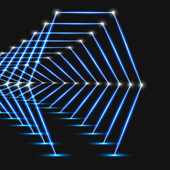 Aufkleber - Abstract blue background with hexagons and wires