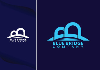 abstract bridge in letter b logo design template emblem symbol