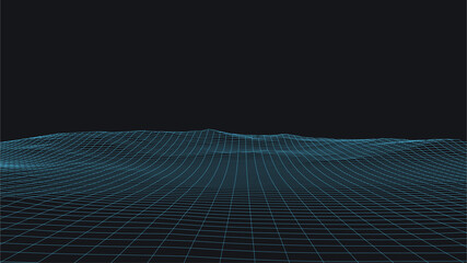 Abstract digital landscape. 3d futuristic vector illustration Wireframe landscape background. Mesh structure.