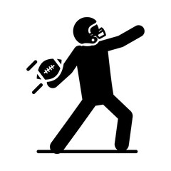 Poster - american football player throwing the ball, game sport professional and recreational silhouette design icon