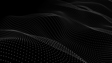 Poster - abstract gradient dynamic wave of particles. network of bright points or dots. big data. digital bac