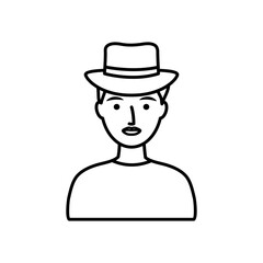 Canvas Print - avatar man wearing a hat, line style