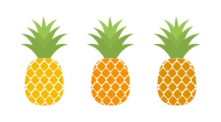 Wall Mural - topical pineapple fruits icons.