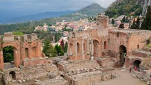 Ruins Of Ancient Greek Theatre In Taormina, Sicily