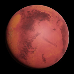 Wall Mural - planet mars in natural colors isolated on black background