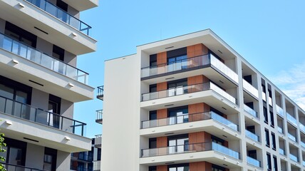 Modern European residential apartment buildings quarter. Abstract architecture, fragment of modern urban geometry.