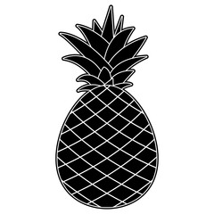 Poster - Pineapple black white illustration. White background and black ananas vector image AI.