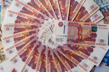 Wall Mural - 5000 rubles background. russian money close up