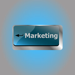 Poster - computer keyboard with key marketing, business concept