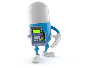 Sticker - Pill character holding credit card reader