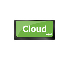 Poster - computer keyboard key with cloud computing button