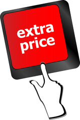 Poster - extra price word key or keyboard keys, discount concept