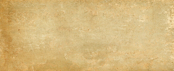 Poster - Old brown paper parchment background design with distressed vintage stains and ink spatter and white faded shabby center, elegant antique beige color