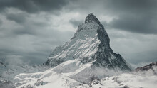 View To The Majestic Matterhorn Mountain In Front Of Cloudy Sky