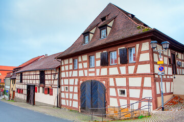 Sticker - street with half-timbered houses