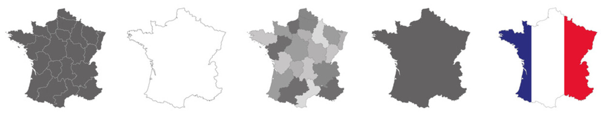 Wall Mural - vector map flag of france isolated on white background