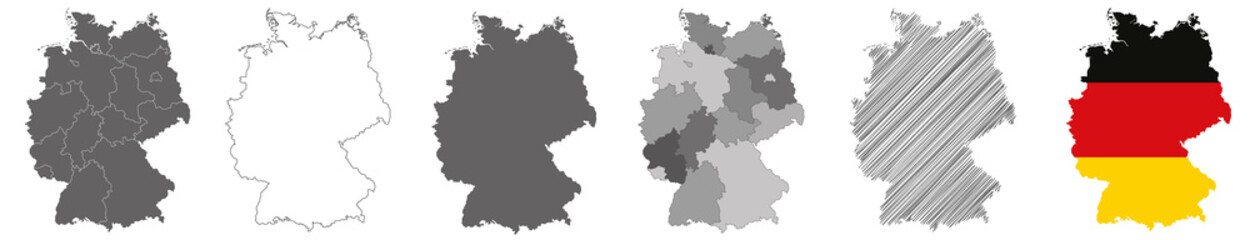 Wall Mural - set of vector maps of Germany on white background	

