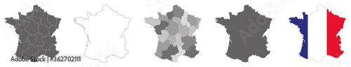 Fotografía vector map flag of France isolated on white background
