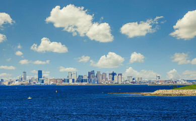 Fototapete - Boston Skyline from the deep blue sea