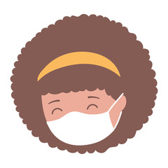 Sticker - girl face with medical mask, coronavirus covid 19 pandemic isolated icon design white background