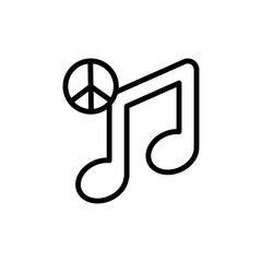 Poster - Note, peace icon. Simple line, outline vector elements of flower children icons for ui and ux, website or mobile application