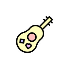 Poster - Quitter, musical instrument icon. Simple color with outline vector elements of flower children icons for ui and ux, website or mobile application