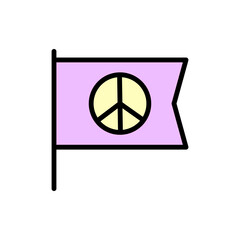 Poster - Flag, peace icon. Simple color with outline vector elements of flower children icons for ui and ux, website or mobile application