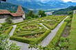 beautifully landscaped garden at The Castle of Gruyere in Switzerland