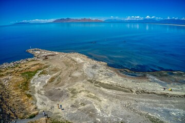 Wall Mural - Aerial View of Swimming Beach on the Great Salt Lake, Utah