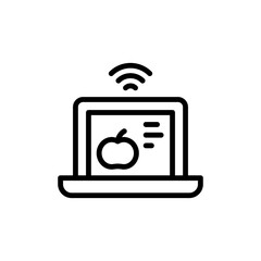 Poster - Laptop, tomato icon. Simple line, outline vector elements of automated farming icons for ui and ux, website or mobile application