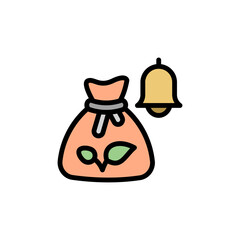 Poster - Sack, bell, product icon. Simple color with outline vector elements of automated farming icons for ui and ux, website or mobile application