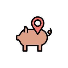 Poster - Pig, Gps, placeholder icon. Simple color with outline vector elements of automated farming icons for ui and ux, website or mobile application