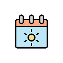 Poster - Calendar, sunny icon. Simple color with outline vector elements of vacation icons for ui and ux, website or mobile application