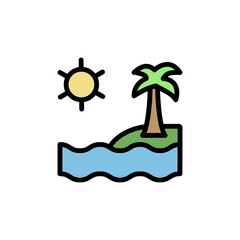 Poster - island, sun, palm, sea icon. simple color with outline vector elements of vacation icons for ui and 