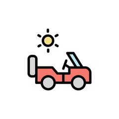 Poster - car, sunny, summer icon. simple color with outline vector elements of vacation icons for ui and ux, 