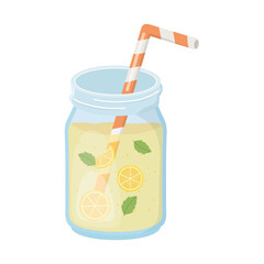 Canvas Print - cold refreshment juice with sliced fruits and straw isolated design icon