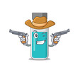 A wise cowboy of medical test bottle Cartoon design with guns