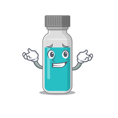 Wall Mural - A sweet picture of grinning medical test bottle caricature design style