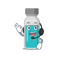 Poster - Medical test bottle caricature character concept wearing headphone