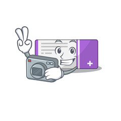 Sticker - a proficient photographer medicine box cartoon design concept working with camera