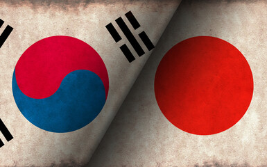 Wall Mural - Grunge country flag illustration / South korea vs Japan (Political or economic conflict, Rival )