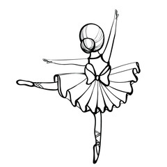Little ballerina stands on one leg
