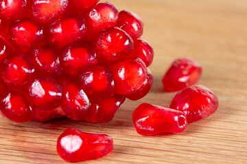 Pomegranate macro fruit red juicy fresh food,  natural.